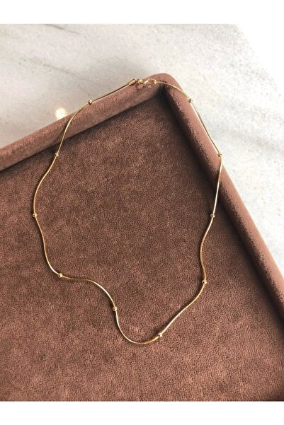 İncikcincik Zincir Kolye - Gold - 925 Ayar Gümüş