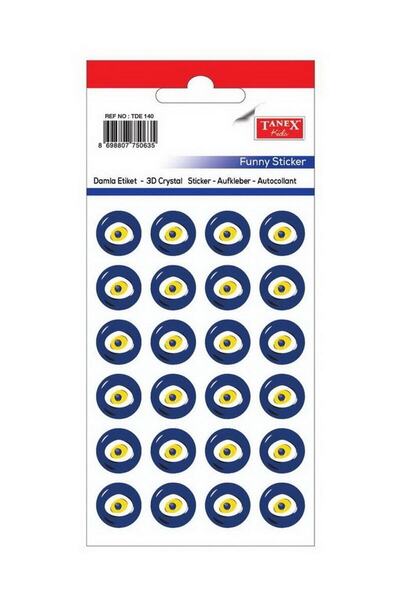 Tanex TDE-140 15 mm Nazar Boncuğu Damla Çıkartma Etiket 24 Lü Paket