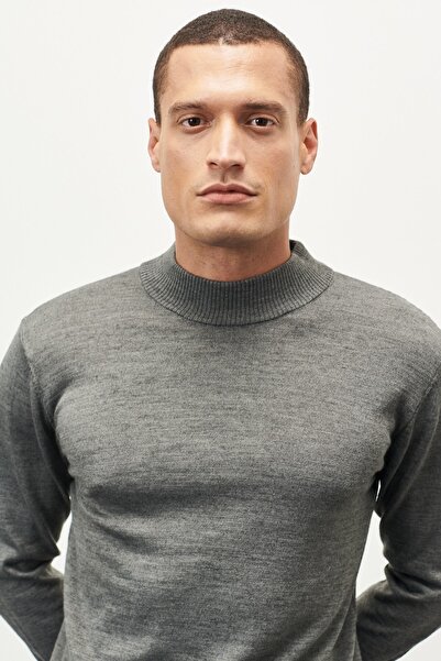 ALTINYILDIZ CLASSICS Pulover pentru bărbați, gri Melange, cu croială normală, tricotaje din lână, cu croială normală