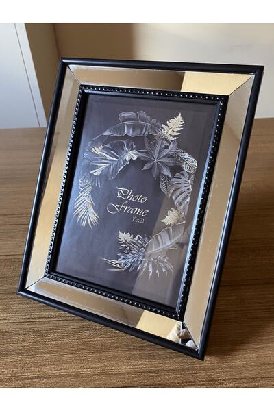 BELLARTE Aynalı Çerçeve, Siyah Aynalı Fotoğraf Çerçevesi, Cam Çerçeve 15x21cm
