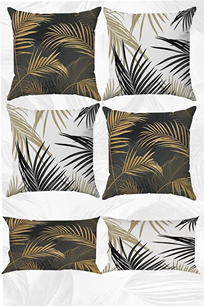 LadiesHome Set de 6 fețe de pernă cu temă frunze tropicale imprimate pe două ...