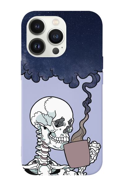 shoptocase Iphone 14 Pro Max Uyumlu Düşünceli Kurukafa Tasarımlı Içi Süet Lan...