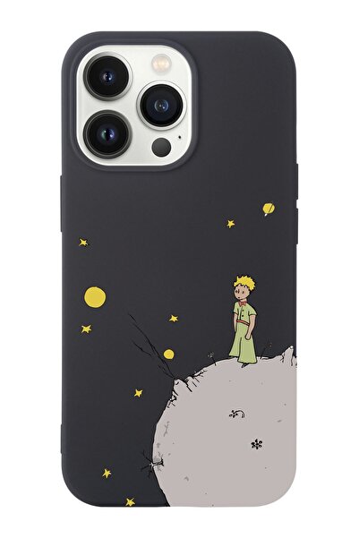 shoptocase Iphone 14 Pro Uyumlu Küçük Prens Ve Moon Tasarımlı Içi Süet Lansma...