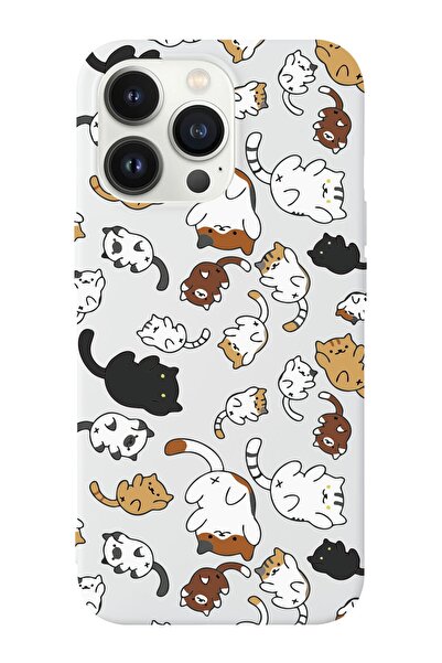 shoptocase Iphone 14 Pro Uyumlu Kedicikler Tasarımlı Içi Süet Lansman Telefon...