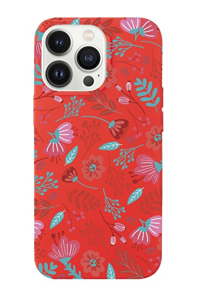 shoptocase Iphone 14 Pro Max Uyumlu Çiçekler Tasarımlı Içi Süet Lansman Telef...