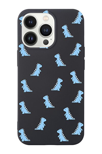 shoptocase Iphone 14 Pro Uyumlu Mavi Dinazor Tasarımlı Içi Süet Lansman Telef...