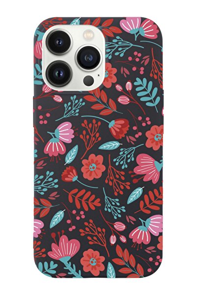 shoptocase Iphone 14 Pro Uyumlu Çiçekler Tasarımlı Içi Süet Lansman Telefon K...
