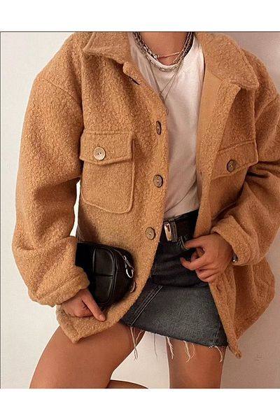 Winmoda34 Jachetă cămașă de pluș