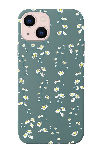 shoptocase Iphone 14 Uyumlu Papatya Sarmaşığı Tasarımlı Içi Süet Lansman Tele...