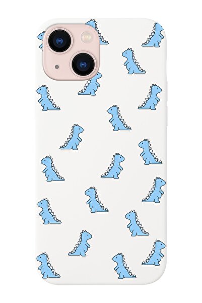 shoptocase Iphone 14 Uyumlu Mavi Dinazor Tasarımlı Içi Süet Lansman Telefon K...