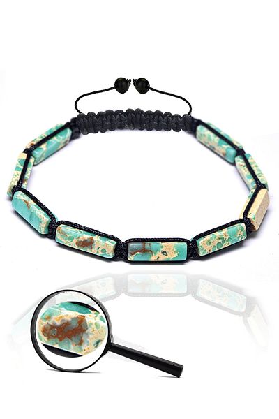 Tesbih Atölyesi Certified Turquoise Beige Varisite Stone Natural Stone Bracelet