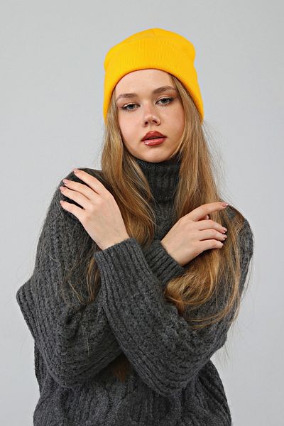 Aghilo - Yellow Basic Folded Beret Unisex