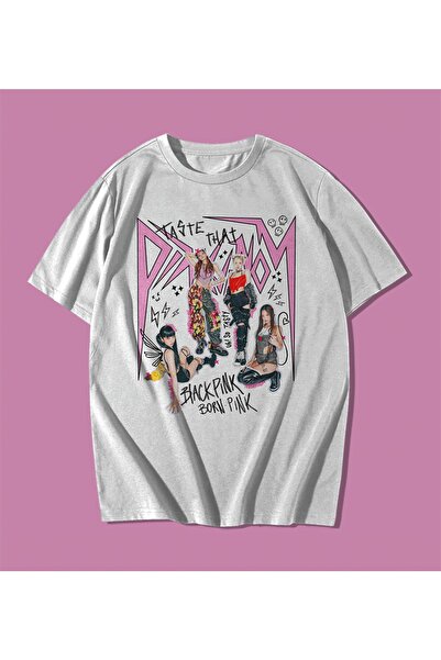 rebelberi Tricou alb unisex oversize Pink Venom Blackpink Blackpink