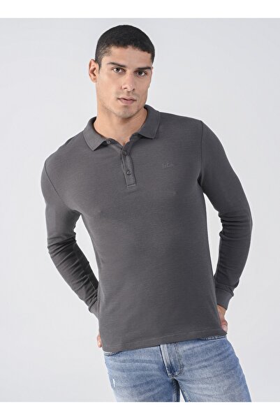 Lee Cooper Ανδρικό μπλουζάκι Polo Neck Plain Anthracite 231 Lcm 242002 Tylens