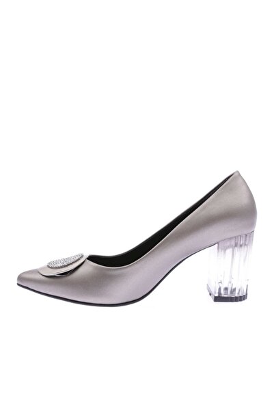 DGN Pantofi cu toc transparent cu cataramă cu sclipici pentru femei Platinum 8562621