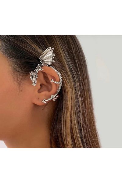 Köstebek Halloween Gothic Punk Winged Dragon Cartilage Cuff Earrings