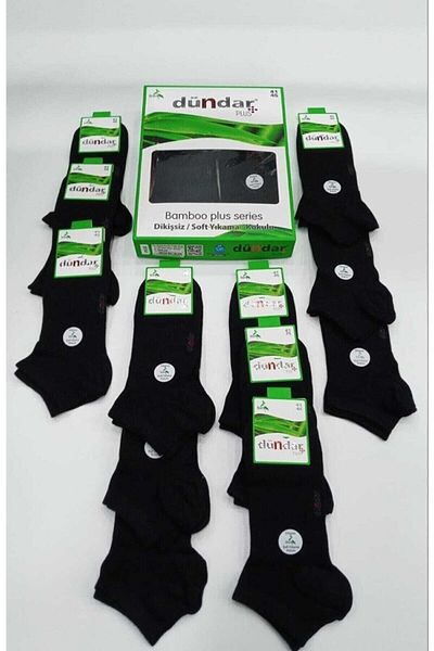 Dündar Men's Black Bamboo Booties Socks - Set of 12 Seamless Scented
