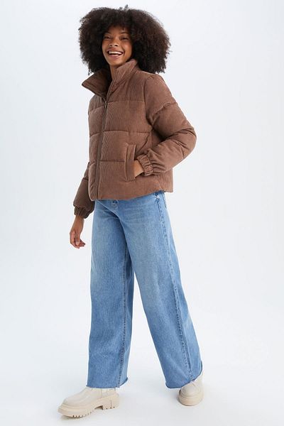 DeFacto Relax Fit Corduroy Puffer Puffer Jacket
