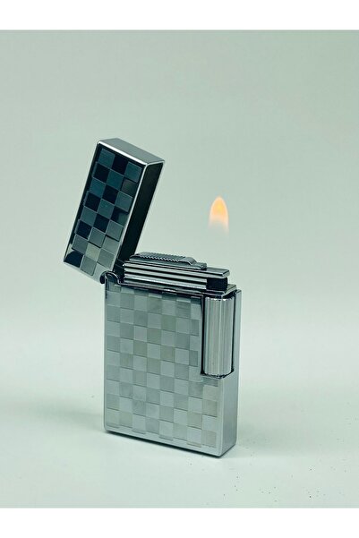 Vindiesel Gümüş Renk Desenli Dupont Tarzı - Azlı Çakmak