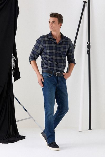 Pantamo Jeans Сини тесни прави мъжки панталони