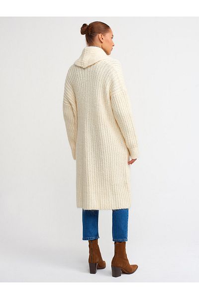 Dilvin 60162 Bathrobe Collar Pocket Knit Cardigan-ecru