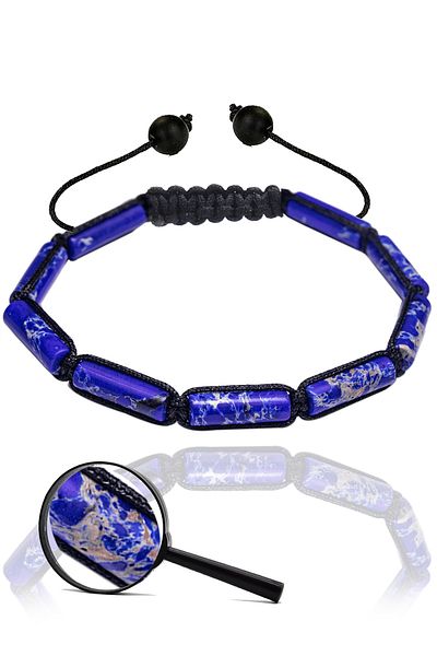 Tesbih Atölyesi Certified Blue Varisite Stone Natural Stone Bracelet