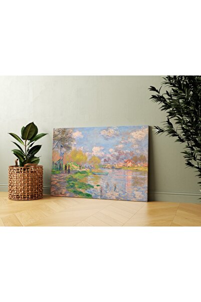 Carmen Claude Monet - Seine Nehri Kıyısında Bahar Kanvas Tablo