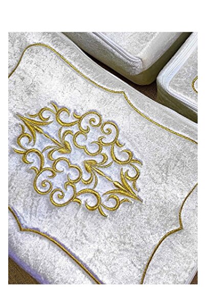 Çt Çeyizci Tekstil Çeyizlik Gold Işlemeli Kadife Nişan Hurcu 3lü Nişan Gelin Hurcu, Bohça Gelin Hurç Seti - Krem