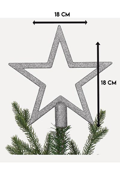 Parti dolabı Ασημί Γκρι Glitter Χριστουγεννιάτικο Δέντρο Star Top Στολίδι 18 εκ