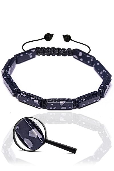 Tesbih Atölyesi Certified Snowy Obsidian Stone Natural Stone Bracelet