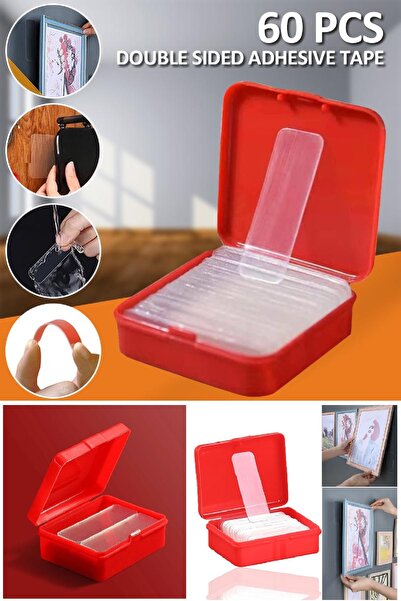 BİTERSE Çok Amaçlı Çift Taraflı Güçlü Şeffaf Bant 60 Parça Kutulu 1cm X 4.5cm...