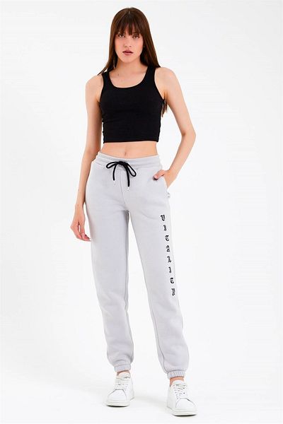 YBG Store Γυναικεία αθλητική φόρμα με στάμπα Jahr Marc Oversize Γκρι