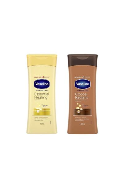 Vaseline Essential Healing Onarım Losyon 400ml + Vücut Losyonu Kakao Işıltısı 400ml 2'li Set