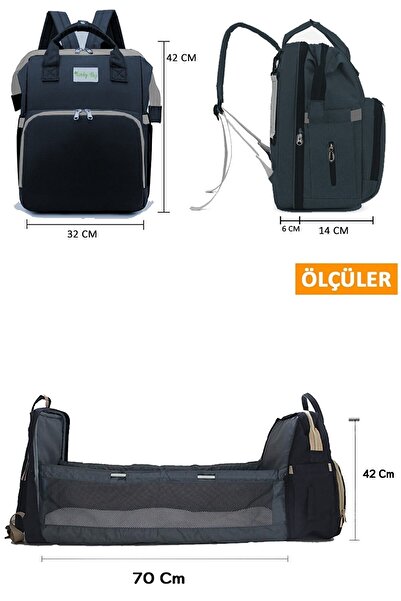 YclShop Çok Fonksiyonel Bebek Bakım Çantası Yataklı Sıvı Geçirmez Puset Askıl...