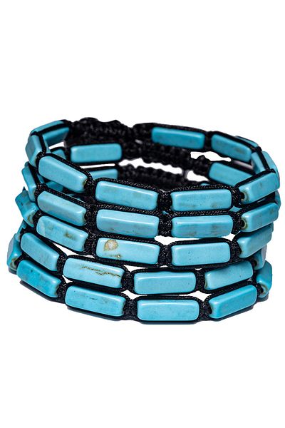 Tesbih Atölyesi Certified Rectangular Turquoise Stone Bracelet