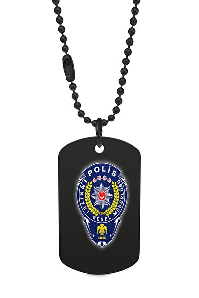 Zeron Tasarım Polis Baskılı Siyah Renk Künye / Kolye Dft5654