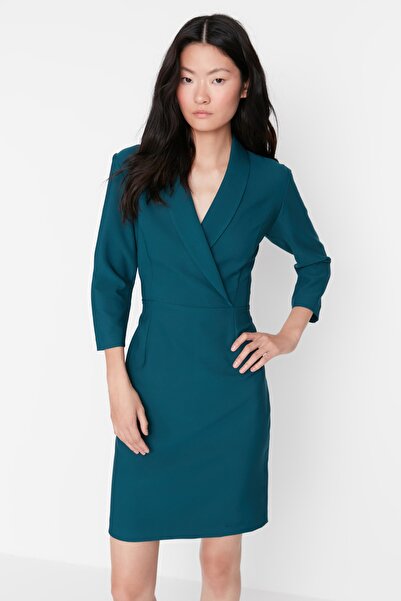 Trendyol Collection Μίνι υφαντό φόρεμα βενζινοκίνητο γιακά σακάκι TWOAW23EL00384