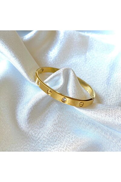 DEMOKAN Kadın Yüksek Kalite Çelik Zirkon Taşlı Kelepçe Bileklik