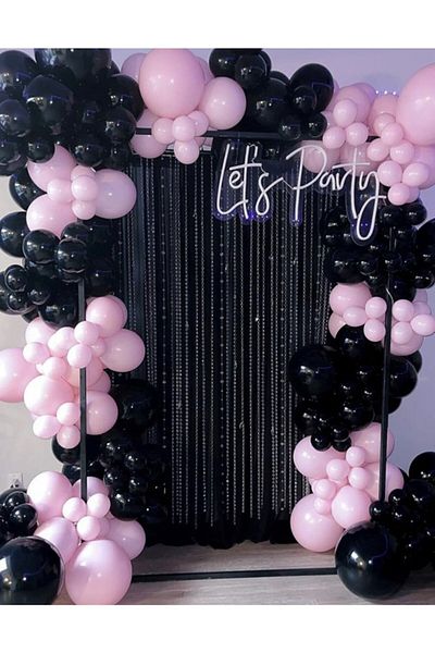 MERİ PARTİ Special Day Concept Black Pink Balloon Chain