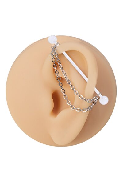 TakıConcept Keloid Alerji Karşıtı Bioplast Köprü Piercing Gümüş