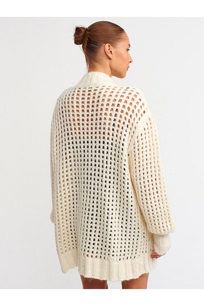 Dilvin 60165 Openwork Pattern Knitwear Cardigan