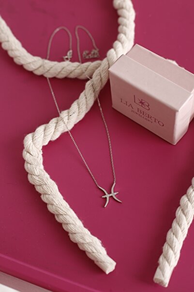 Lia Berto Zirkon Taşlı Balık Burç 925 Ayar Gümüş Kolye