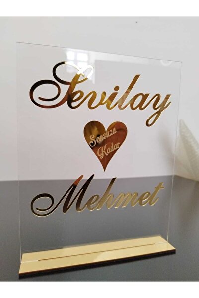 store311 Şeffaf Pleksi Söz Nişan Masa Üstü Isimlik 25x20 Cm