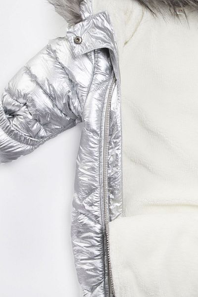 PODİUM GİYİM Mdm New Season Glossy Quilted Zip-Up Baby Romper - Hooded, Astronaut Neck 9-24 Months