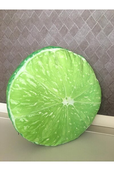 GC DESING Yeşil Limon Desenli Pofuduk Minder Kırlent