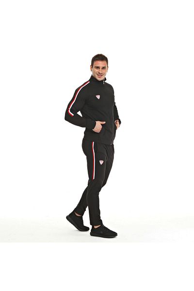 raru Full Zippered Tracksuit Set Odın Black