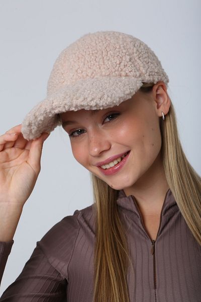 MARBERRY Beige Plush Curly Women's Hat