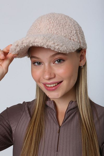 MARBERRY Beige Plush Curly Women's Hat