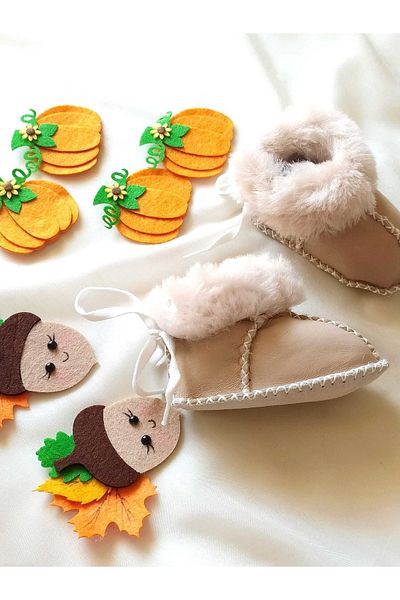 MİNİBİRİ Organic Baby Booties Slippers Baby Boots Baby Shoes