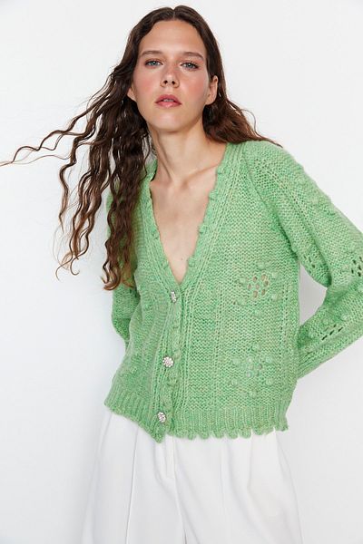 Trendyol Collection Strickjacke - Grün - Regular Fit